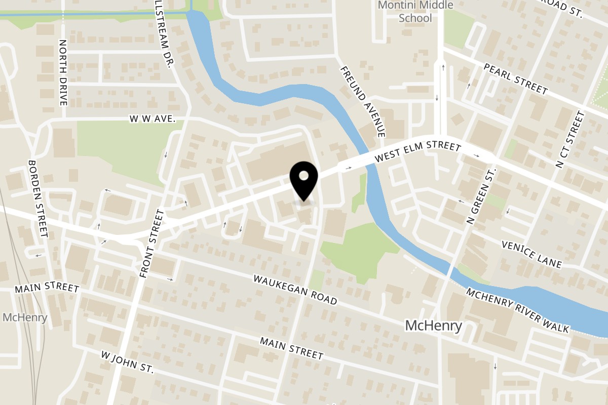 Map showing the location of Alex's Restaurant on 3709 W Elm St in McHenry